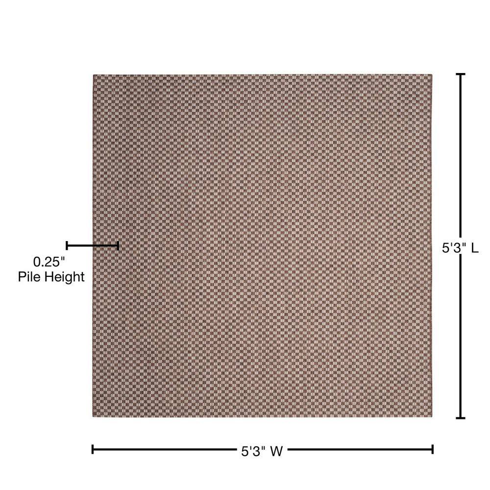 Blair Light Brown and Grey Square Indoor/Outdoor Rug