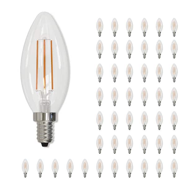 Bulbrite 60 - Watt Equivalent Warm White Light B11 (E12) Candelabra Screw Base Dimmable Clear 2700K LED Light Bulb (48-Pack)