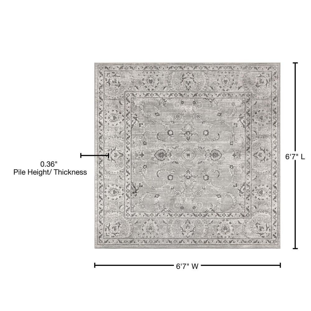 Elegant Handmade 8x8 Square Gray Synthetic Area Rug