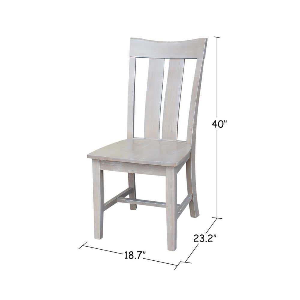 Washed Gray Taupe High Ladderback Wood Side Chair