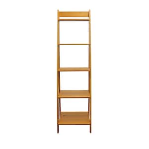 62.2 in. Medium Pine Wood 5-shelf Ladder Bookcase with Open Back