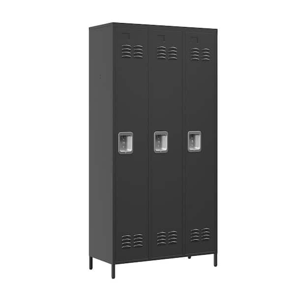 3-Door 72 in. H Metal Lockers with Lock for Employees,Storage Locker Cabinet for Home Gym Office School Garage, Black