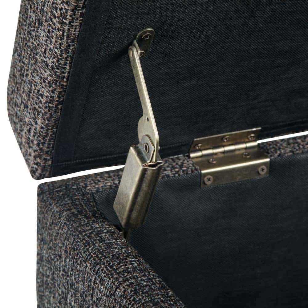 Dark Gray Tweed Upholstered Storage Ottoman Bench