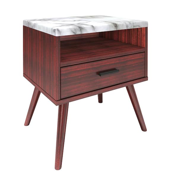 Boyd Sleep Marcello Mid Century Marble Top Nightstand - Cherry