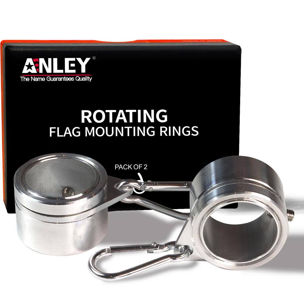 Silver Aluminum Flagpole Mounting Rings Set with Carabiners