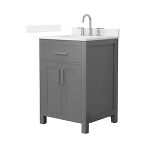 Beckett 24 in. Single Freestanding Dark Gray Bath Vanity with White Quartz Top Unassembled