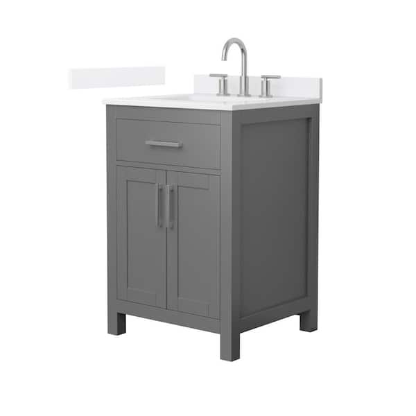 Beckett 24 in. Single Freestanding Dark Gray Bath Vanity with White Quartz Top (Assembled)