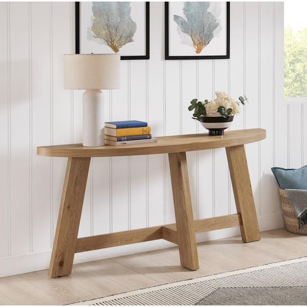 Martin Svensson Home BoHo 66 in. Natural Half-Moon Wood Sofa Console Table