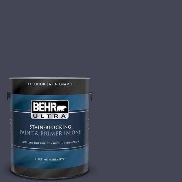 BEHR ULTRA 1 gal. #UL240-1 Black Sapphire Satin Enamel Exterior Paint and Primer in One