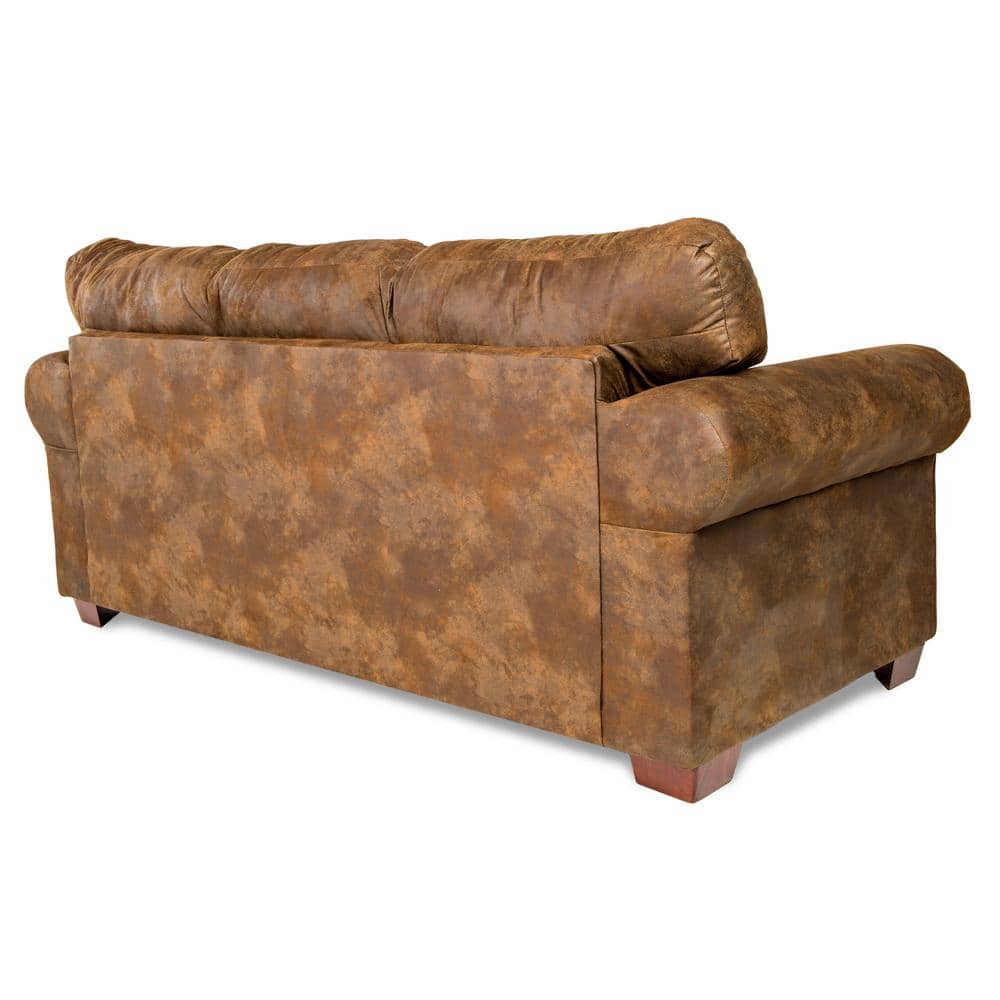 Palomino Brown Faux Leather Queen Sleeper Sofa