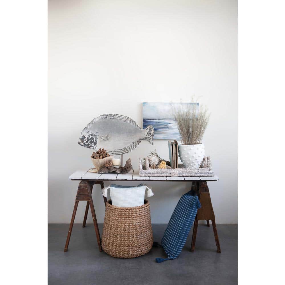 White Textured Terracotta Planter with Pointed Polka Dots