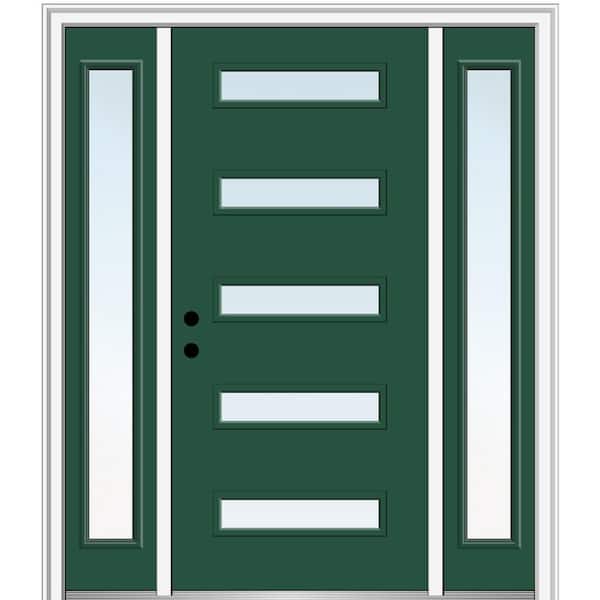 MMI Door 68.5 in. x 81.75 in. Davina Right-Hand Inswing 5-Lite Clear Low-E Painted Fiberglass Prehung Front Door with Sidelites