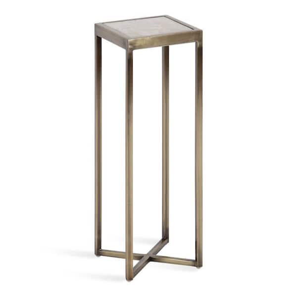 Kate and Laurel Jaspur 6.75 in. W. Gold Square Glam Stone End Table