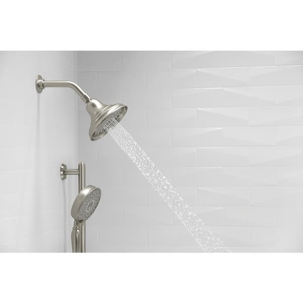Bancroft 3-Spray 6 in. Single Wall Mount Fixed Shower Head in Vibrant Brushed Nickel