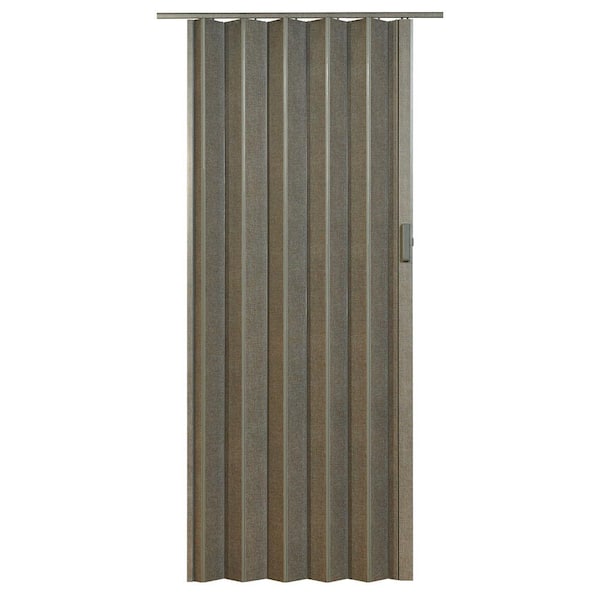 Elite 48 in. W. x 80 in. Grey Linen Vinyl Accordion Door with Hardware included