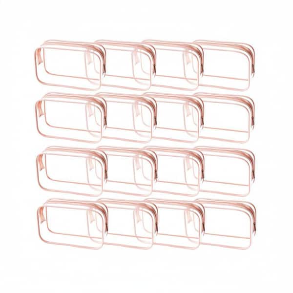 Peach Pink Clear Makeup Bags Bulk, TSA Approved Toiletry Bag for Travel, PVC Waterproof Travel Pouches