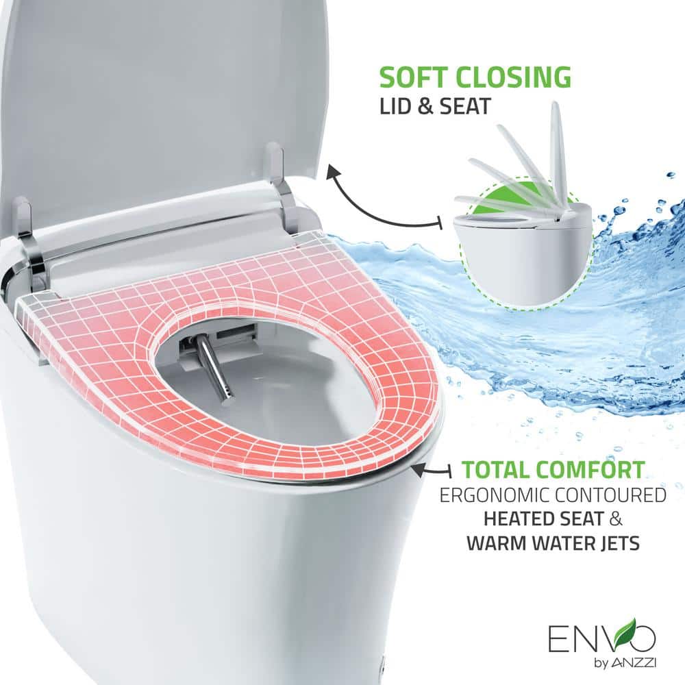White High Efficiency Elongated Macerating Smart Toilet with Bidet