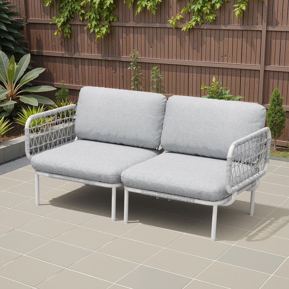 2-Piece Rattan Aluminum Outdoor Sectional Set with Light Gray Cushions price history on PriceWatchPro