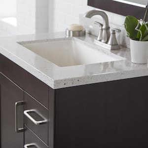 31 in. W x 22 in. D Engineered Solid Surface White Rectangular Single Sink Vanity Top in Silver Ash