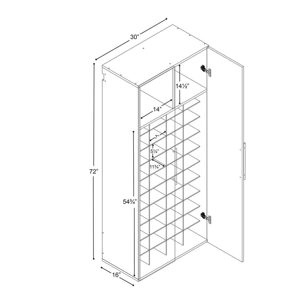 White Wall Mounted Shoe Storage Cabinet with Metal Handles