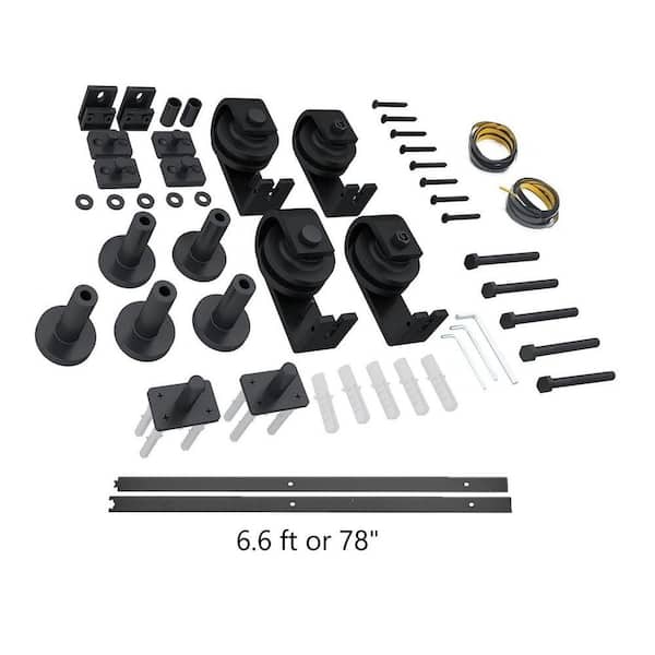 78 in. Black Bi-Fold Top Mount Sliding Door Track and Hardware Kit