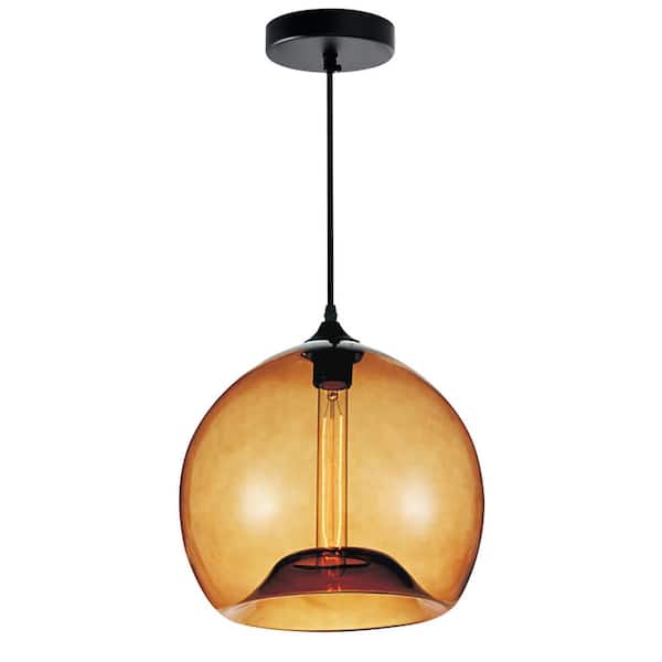 CWI Lighting Glass 1 Light Down Mini Pendant With Amber Finish