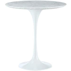 Lippa 20 in. White Marble Side Table