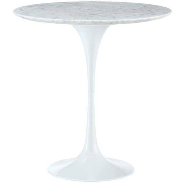 MODWAY Lippa 20 in. White Marble Side Table