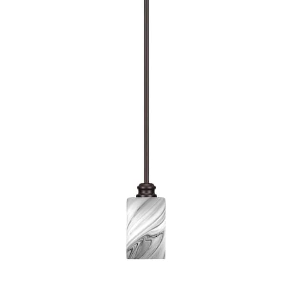 Unbranded Albany 60-Watt 1-Light Espresso Shaded Pendant Light with Onyx Swirl Glass Shade, No Bulbs Included
