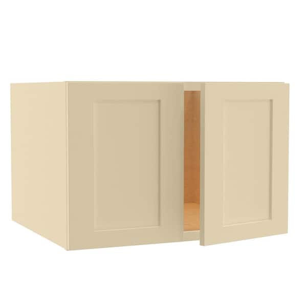 Home Decorators Collection Newport 27 in. W x 24 in. D x 18 in. H Assembled Plywood Wall Bridge Kitchen Cabinet in Blended Cream with Soft Close