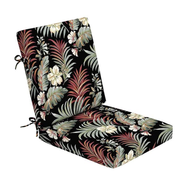 ARDEN Foam Outdoor Dining Chair Cushion 20 x 20 Made with ProFoam Rain-Proof Fade Resistant Simone Black Tropical