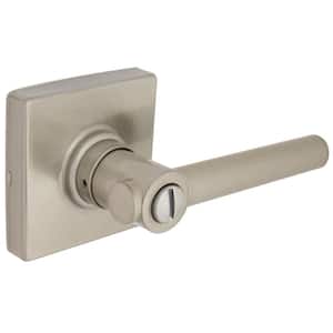 Highland Satin Nickel Bed and Bath Door Handle with Square Rose
