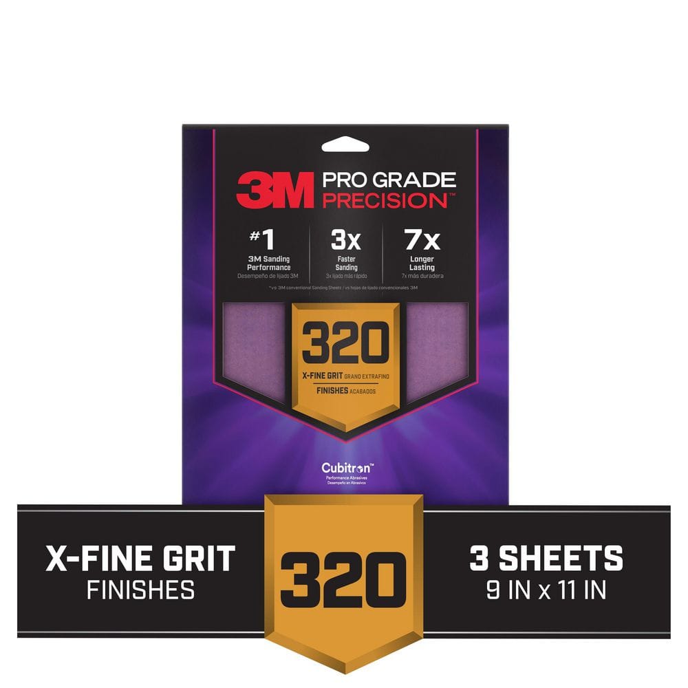 Pro Grade Precision 9 in. x 11 in. 320 Grit Faster Sanding Sheet With No-Sl