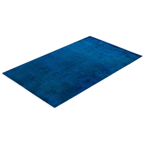 Fine Vibrance Blue 3 ft. x 5 ft. Solid Wool Indoor Area Rug