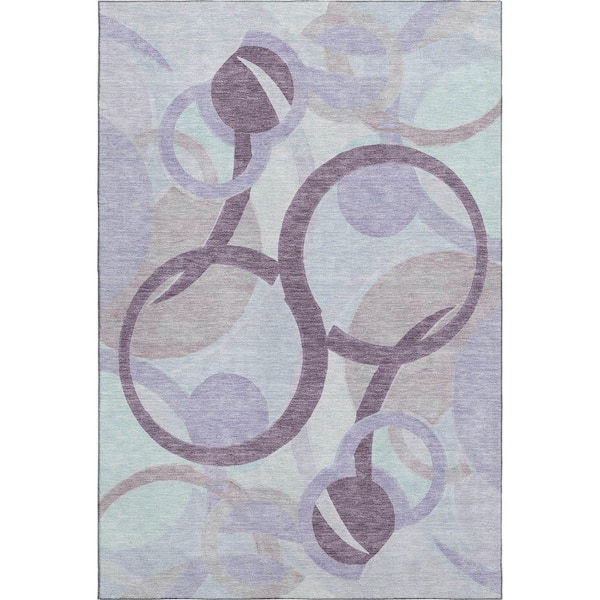 Mayfield Premium Machine Washable Abstract AMF2168 Plum 3 ft. x 4 ft. Area Rug
