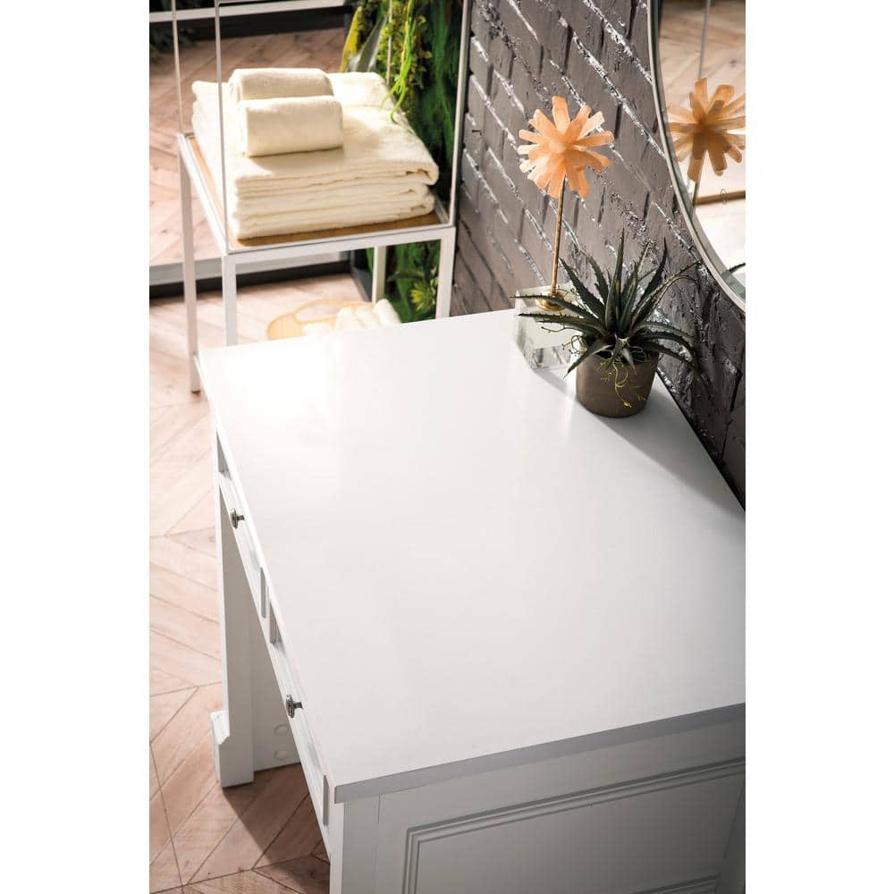 Bright White Solid Wood Vanity with Quartz Top