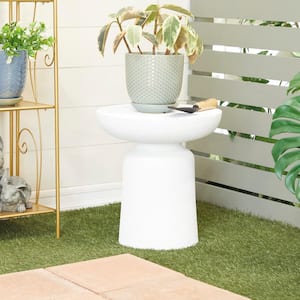 18 in. White MGO Contemporary Outdoor Stool