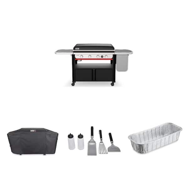 36 in. Flat Top Grill, Drip Pans, Cover and Griddle Essential Set Combo (14-Piece)
