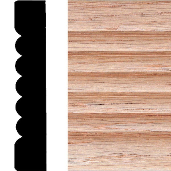 HOUSE OF FARA 3/4 in. x 4 in. x 7 ft. Oak Wood Ribbed Fluted