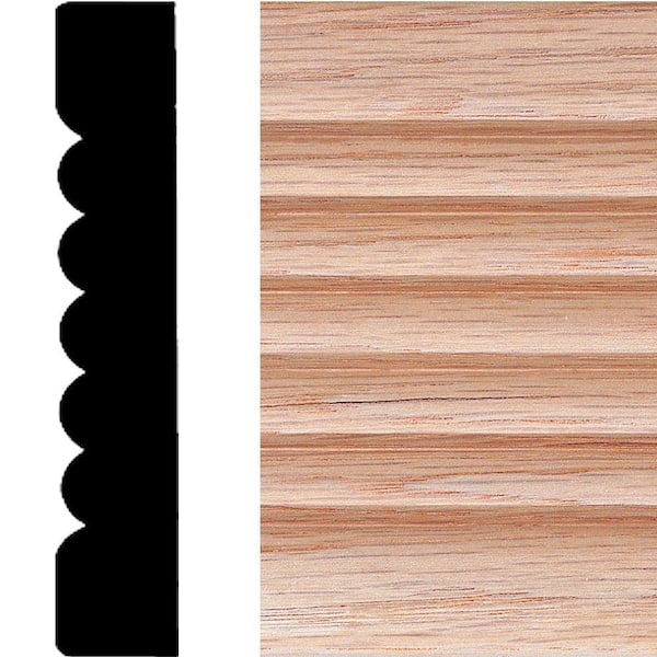 3/4 in. x 4 in. x 7 ft. Oak Wood Ribbed Fluted Casing Moulding