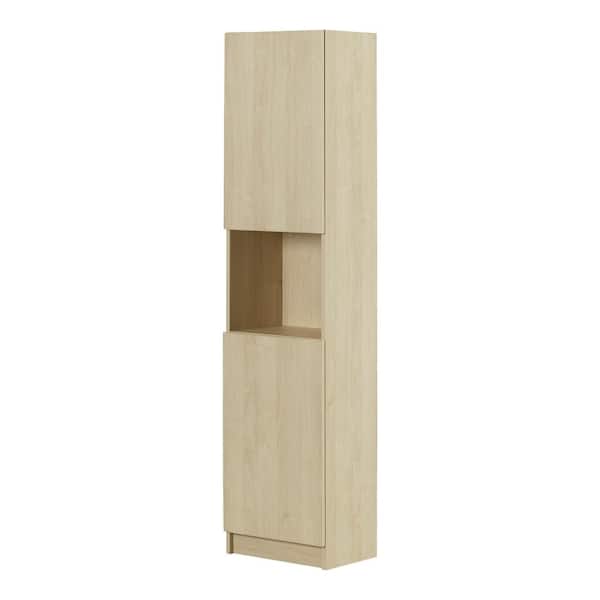South Shore Olea Bleached Oak 71.5 in. Accent Cabinet Office Storage with 5-Shelf