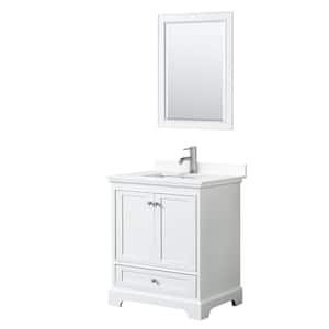 Deborah 30"W x 22"D Single Vanity in White w/ Cultured Marble Vanity Top in White w/ Basin & Mirror
