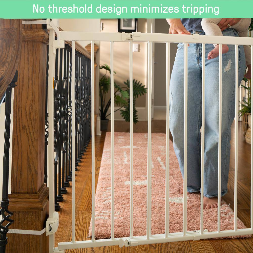 White Metal Pressure Mounted Stairway Safety Gate