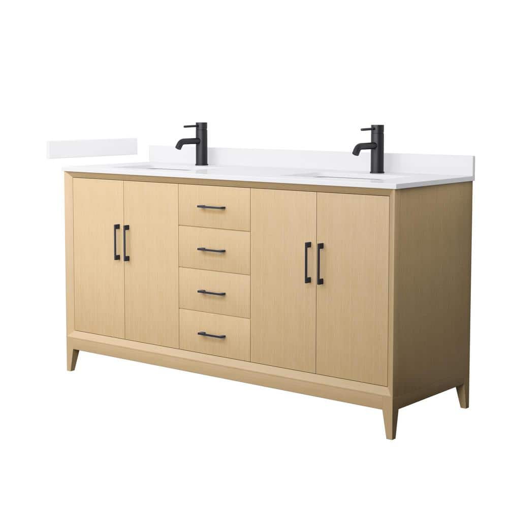 Janna 66 in. Double Freestanding White Oak Bath Vanity with White Quartz Top (Assembled) price history on PriceWatchPro