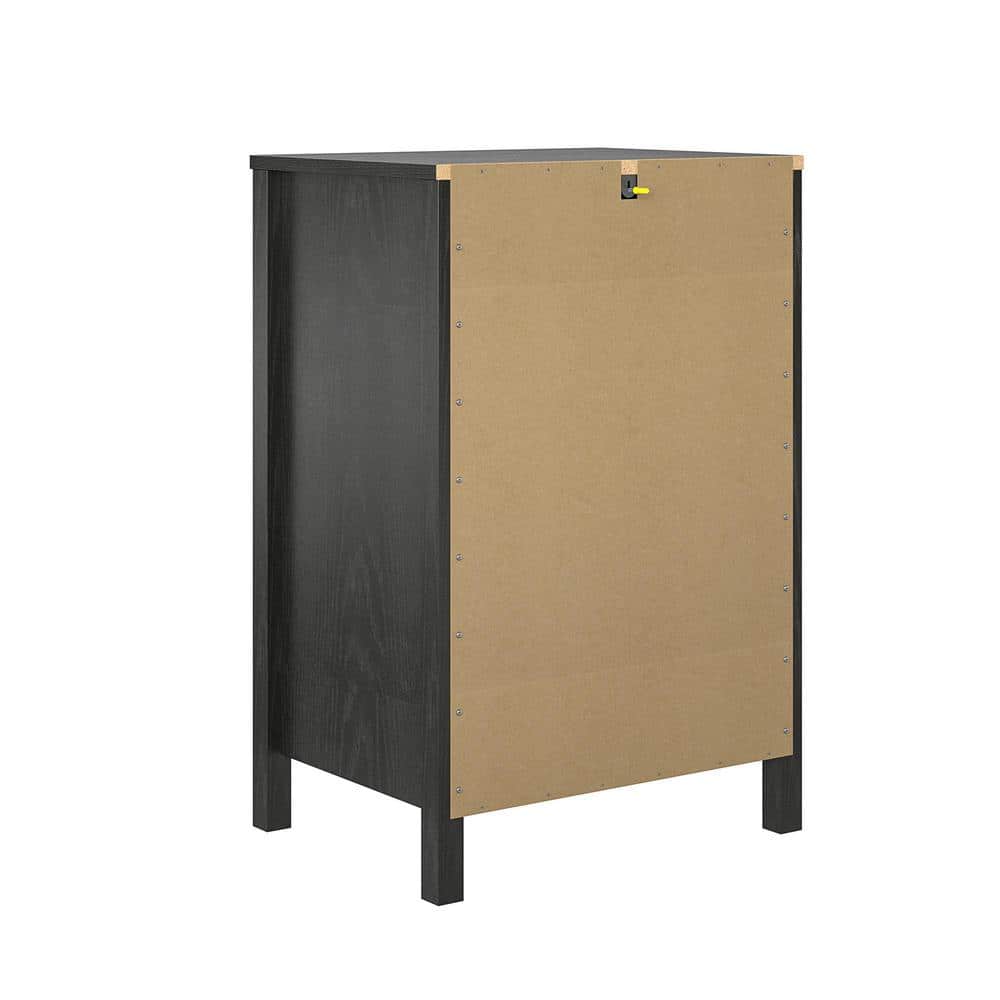 Wimberly Black Oak and Faux Rattan Bar Cabinet