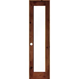 24 in. x 96 in. Knotty Alder Right-Hand Full-Lite Clear Glass Red Chestnut Stain Wood Single Prehung Interior Door