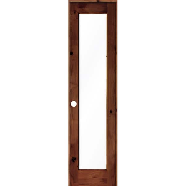 24 in. x 96 in. Knotty Alder Right-Hand Full-Lite Clear Glass Red Chestnut Stain Wood Single Prehung Interior Door