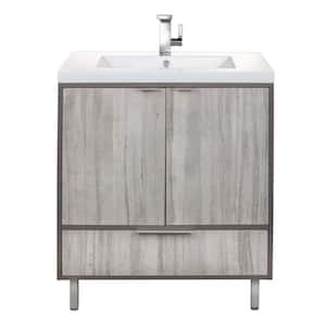 London 30 in. W x 30 in. H x 21 in. D Single Sink Free Standing Vanity Soho with Rectangle White Basin