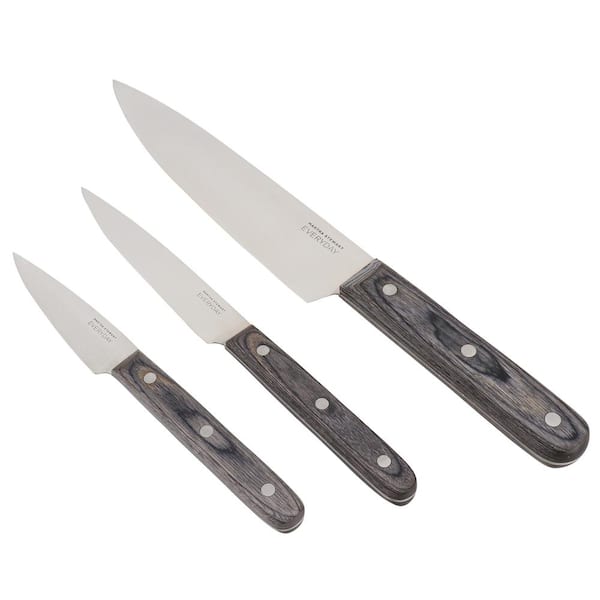 MARTHA STEWART EVERYDAY 3 Piece Stainless Steel Knife Set in Dark Grey