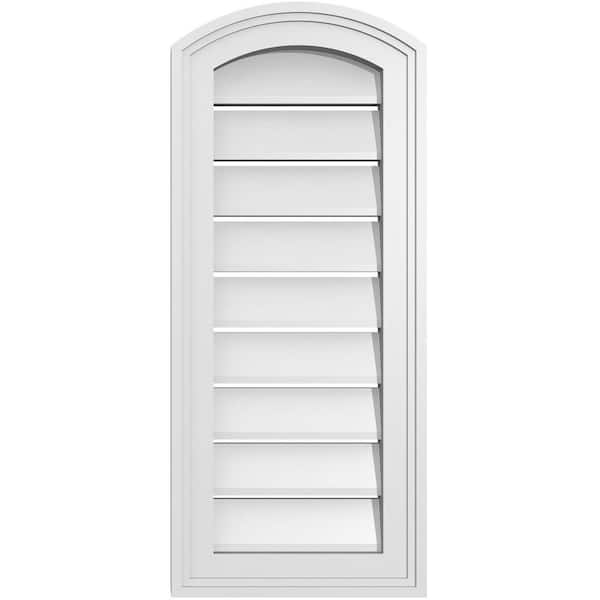 Ekena Millwork 12" x 26" Arch Top Surface Mount PVC Gable Vent: Non-Functional with Brickmould Frame
